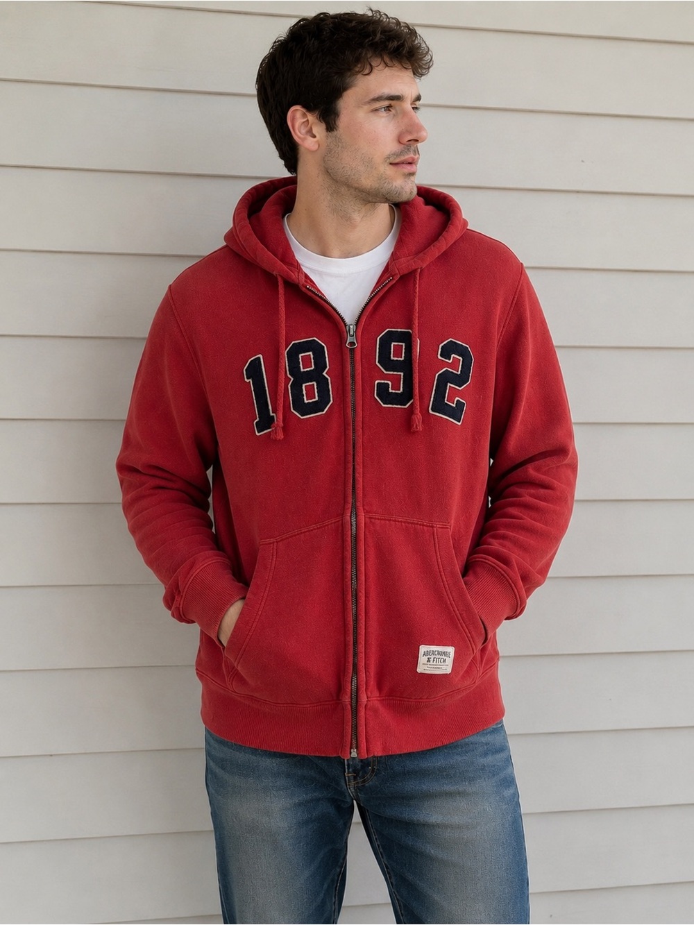Vintage Abercrombie & Fitch Men’s Heavyweight Distressed Logo Sweatshirt m